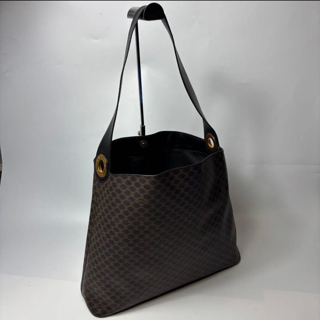 CELINE 黒マカダム ショルダーバッグ ワンショルダー サークルロゴ