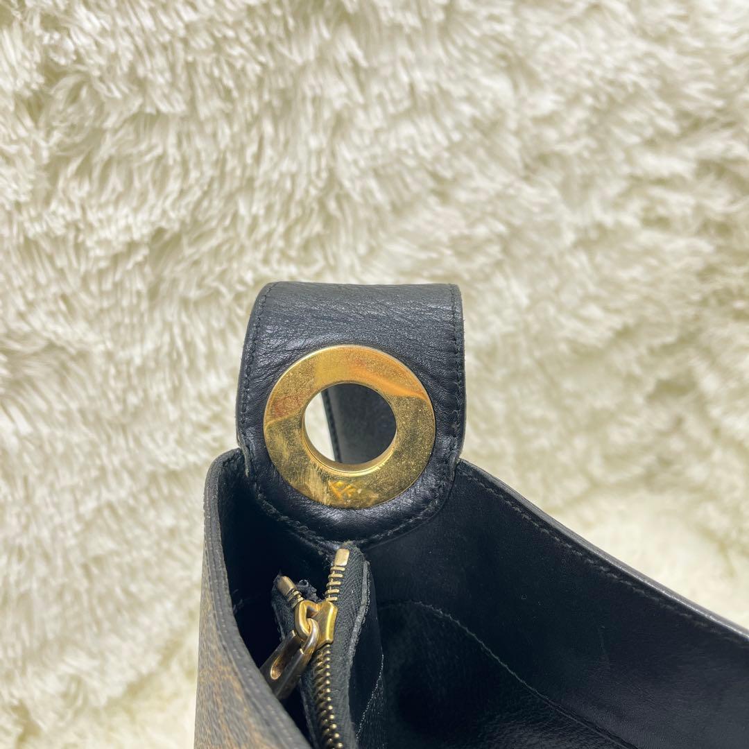 CELINE 黒マカダム ショルダーバッグ ワンショルダー サークルロゴ