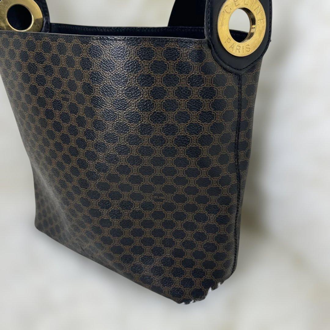 CELINE 黒マカダム ショルダーバッグ ワンショルダー サークルロゴ