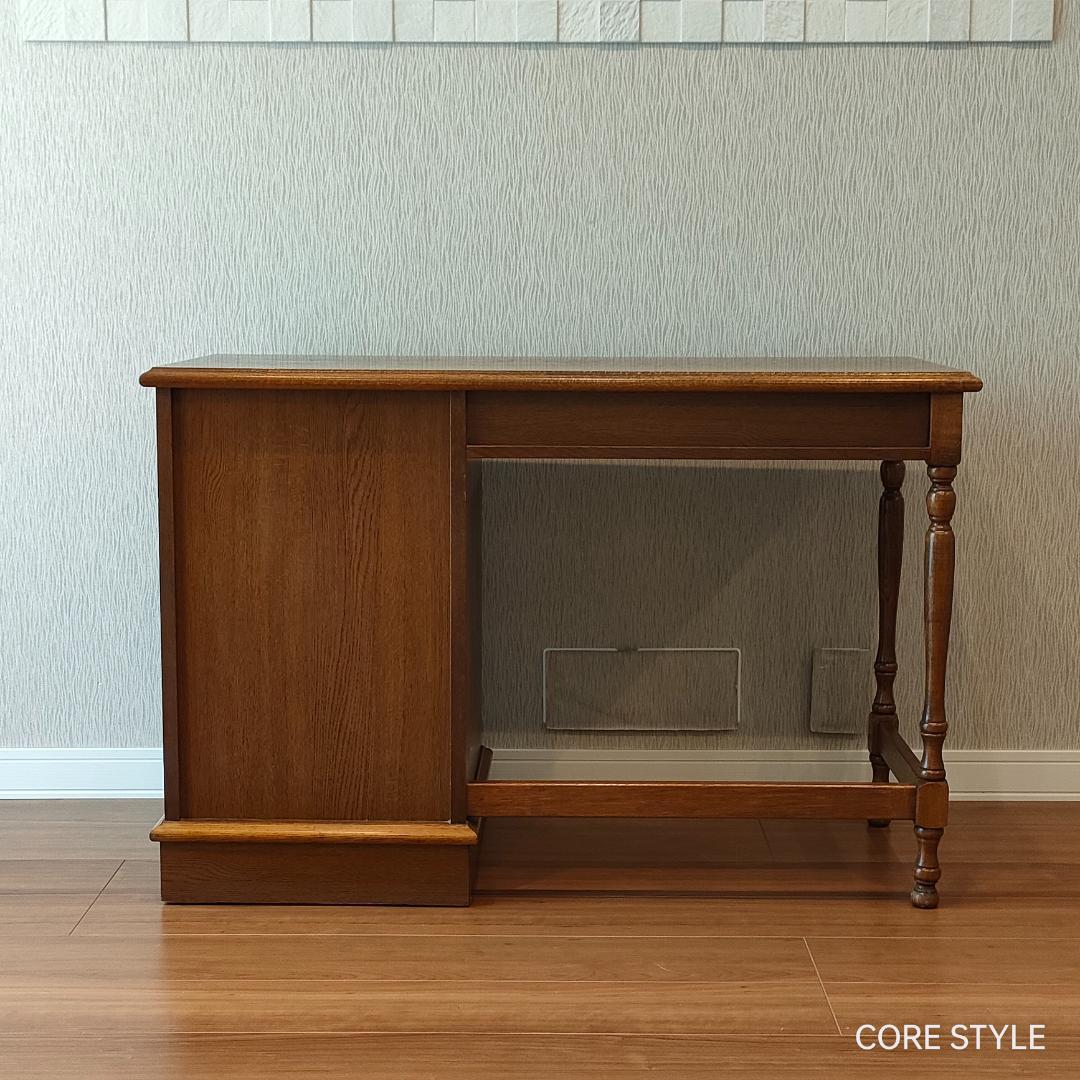 アンティークデスク 片袖机 オーク　ろくろ脚　A33