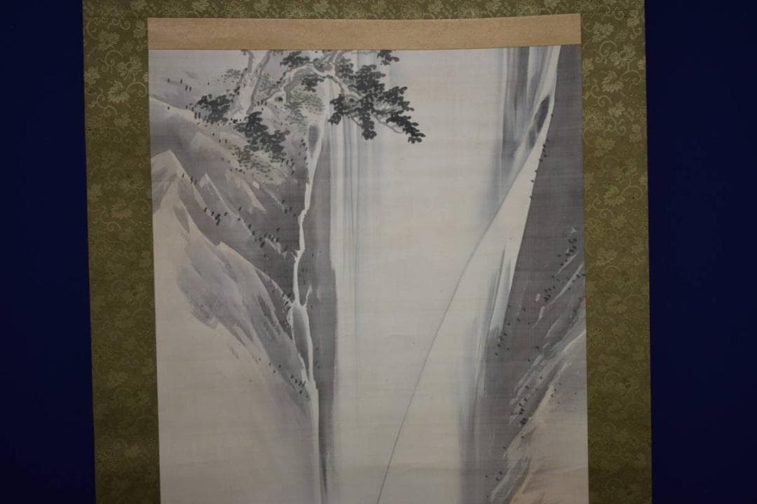 真作/円山応震/瀑布/瀧図/布袋屋掛軸HG-226