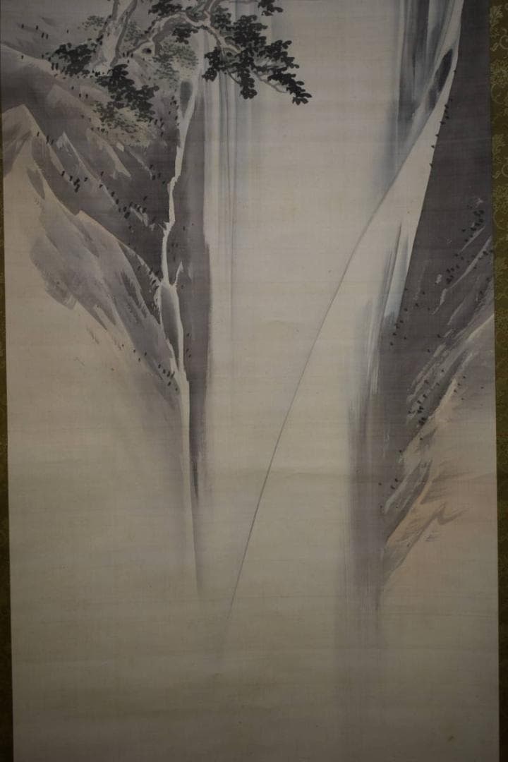 真作/円山応震/瀑布/瀧図/布袋屋掛軸HG-226