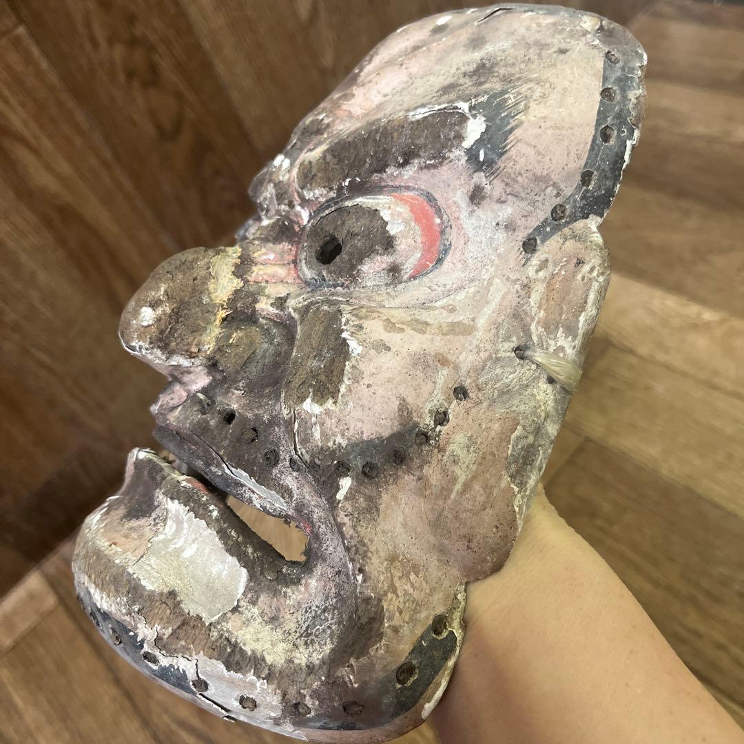 古面　べしみ　江戸時代　木彫　彫刻　お面　能面　圧面　面　見