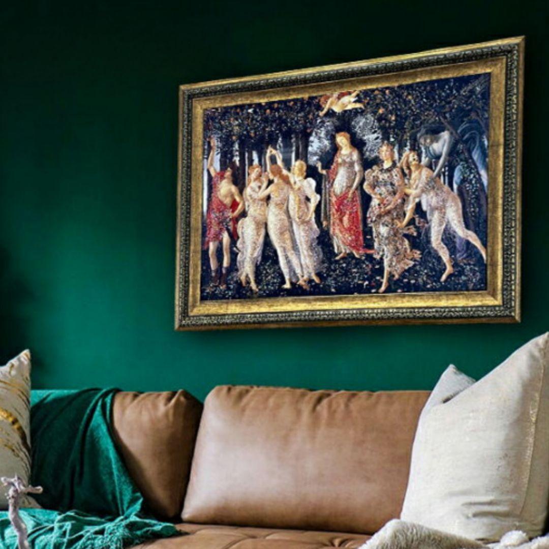 輸入雑貨　天然石　サンドロ・ボッティチェリ 『プリマベーラ』　水晶絵　クリスタル