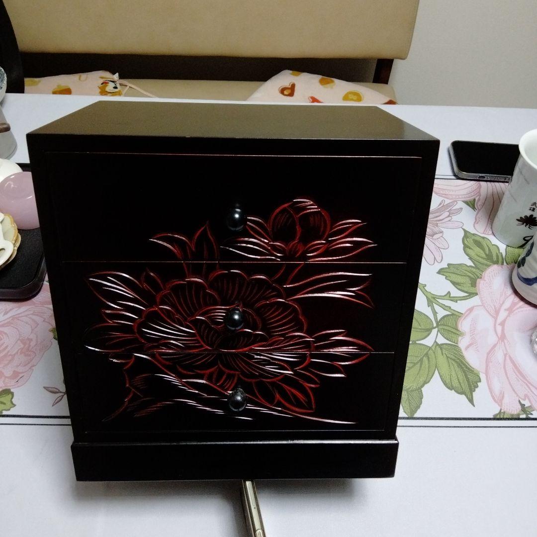 日光彫 五十嵐漆器店 引出し3段牡丹