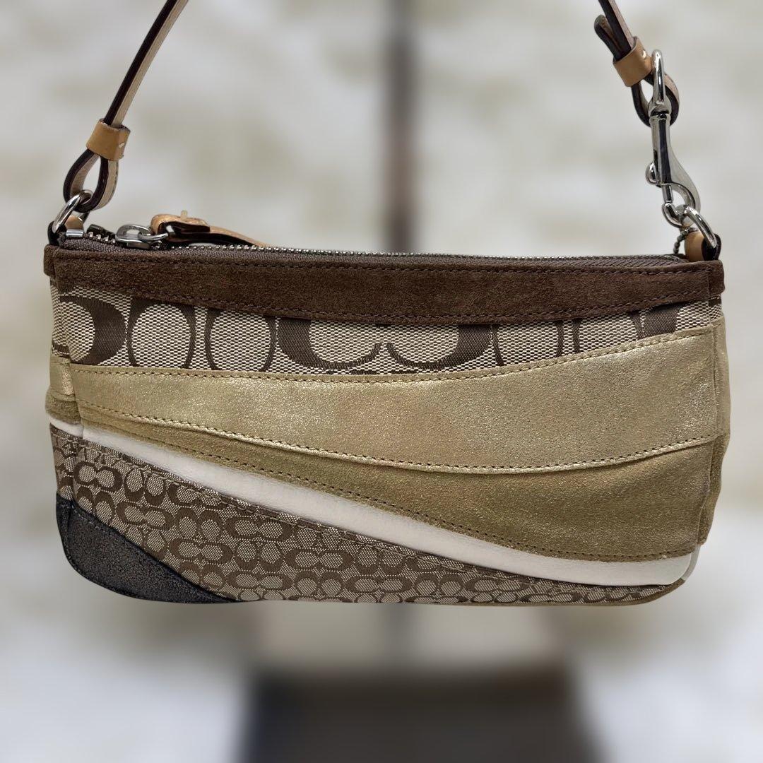 希少 COACH コーチ ミニ アクセサリーポーチ シグネチャー パッチワーク