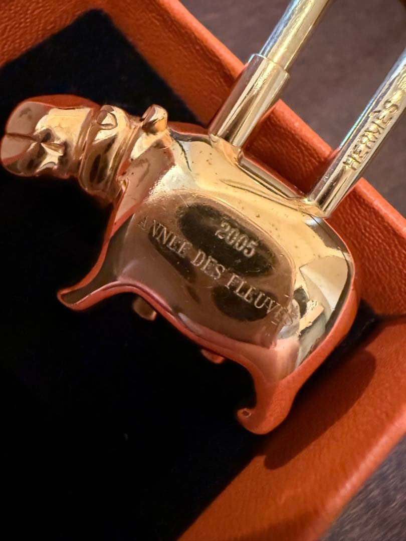 HERMES エルメス ヒポポタマス カバ カデナ チャーム カバ ゴールド 金