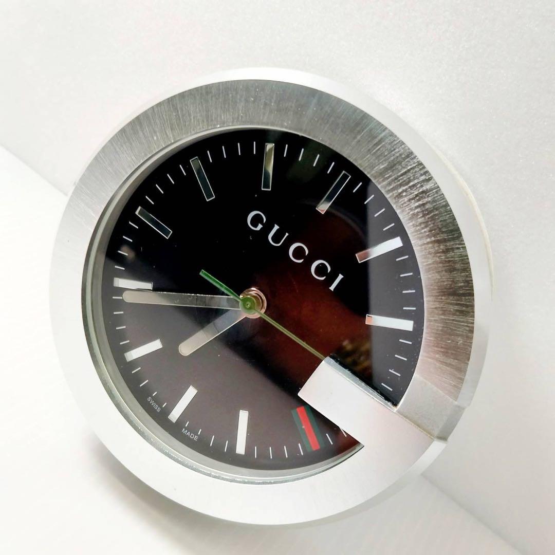 GUCCI 置時計 ブラック/シルバー　201 SWISS MADE クォーツ