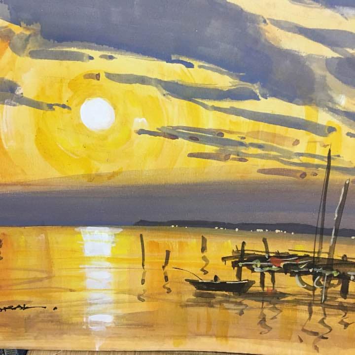 秋色     水彩画   荒木久夫 NO3