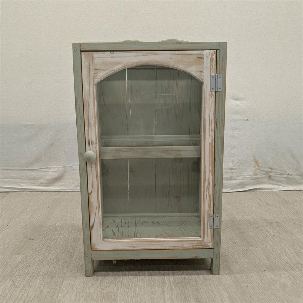 展示品　レトロガラス　シャビー　ハンドメイド　キャビネット　飾り棚　フレンチ　E