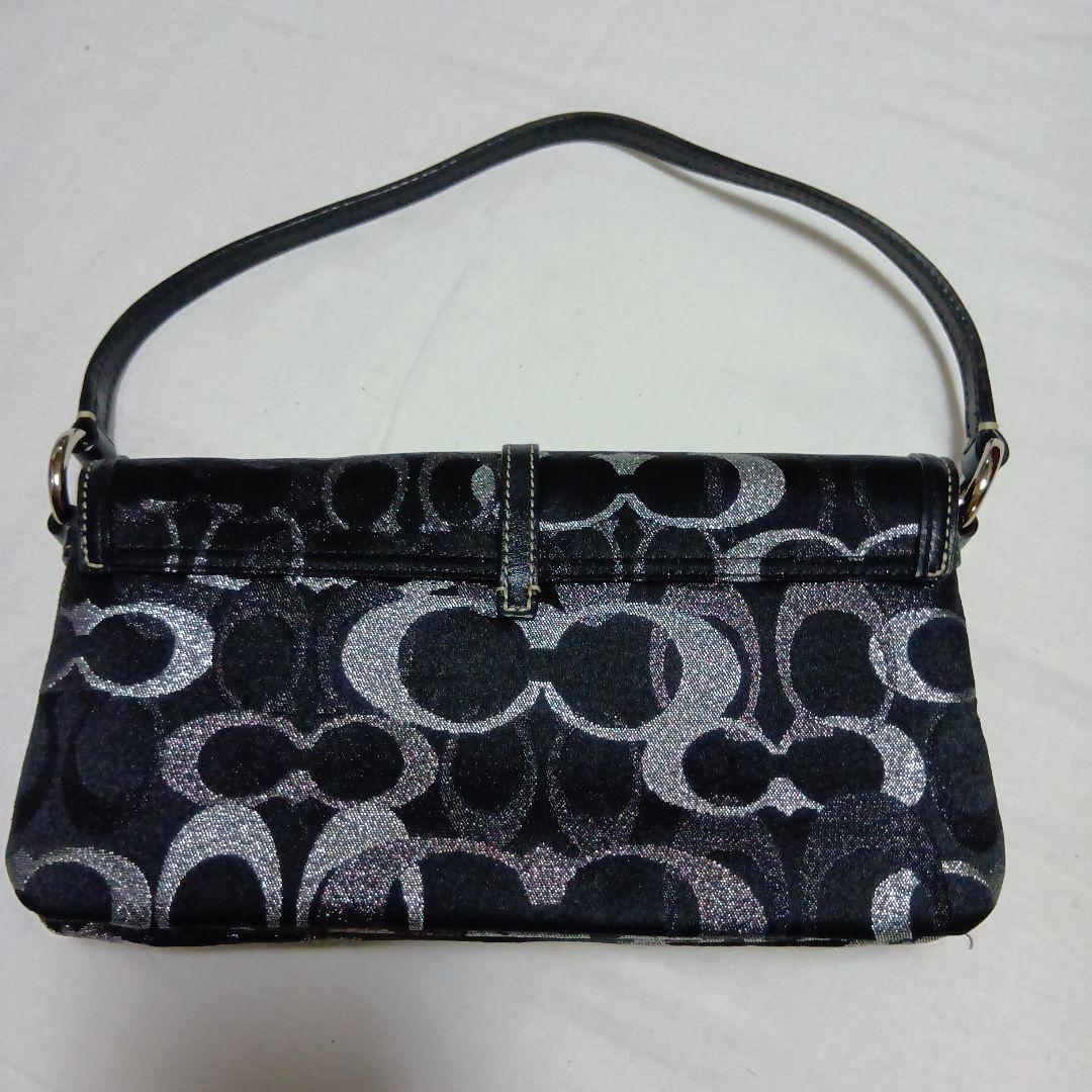 COACH ワンハンドルミニバッグ 黒×シルバーシグネチャー