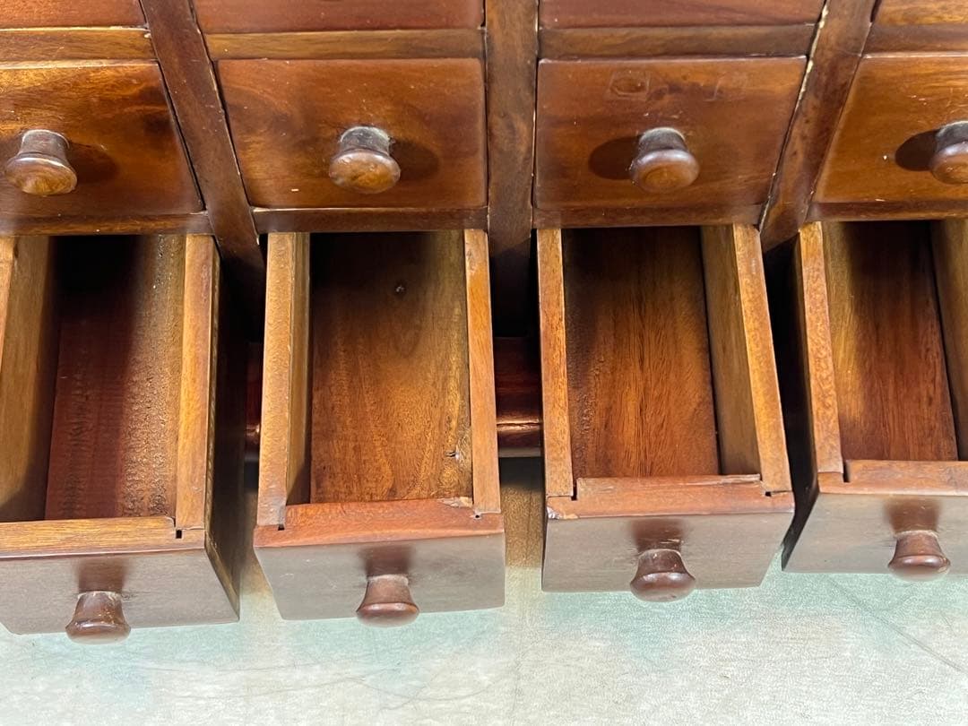 薬箱 アンティーク ヴィンテージ キャビネット3段 収納 引き出し 和風チェスト