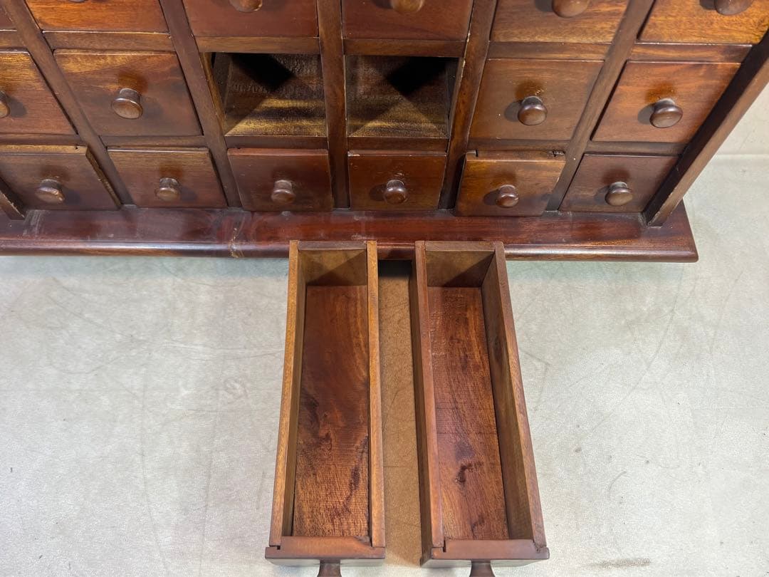 薬箱 アンティーク ヴィンテージ キャビネット3段 収納 引き出し 和風チェスト