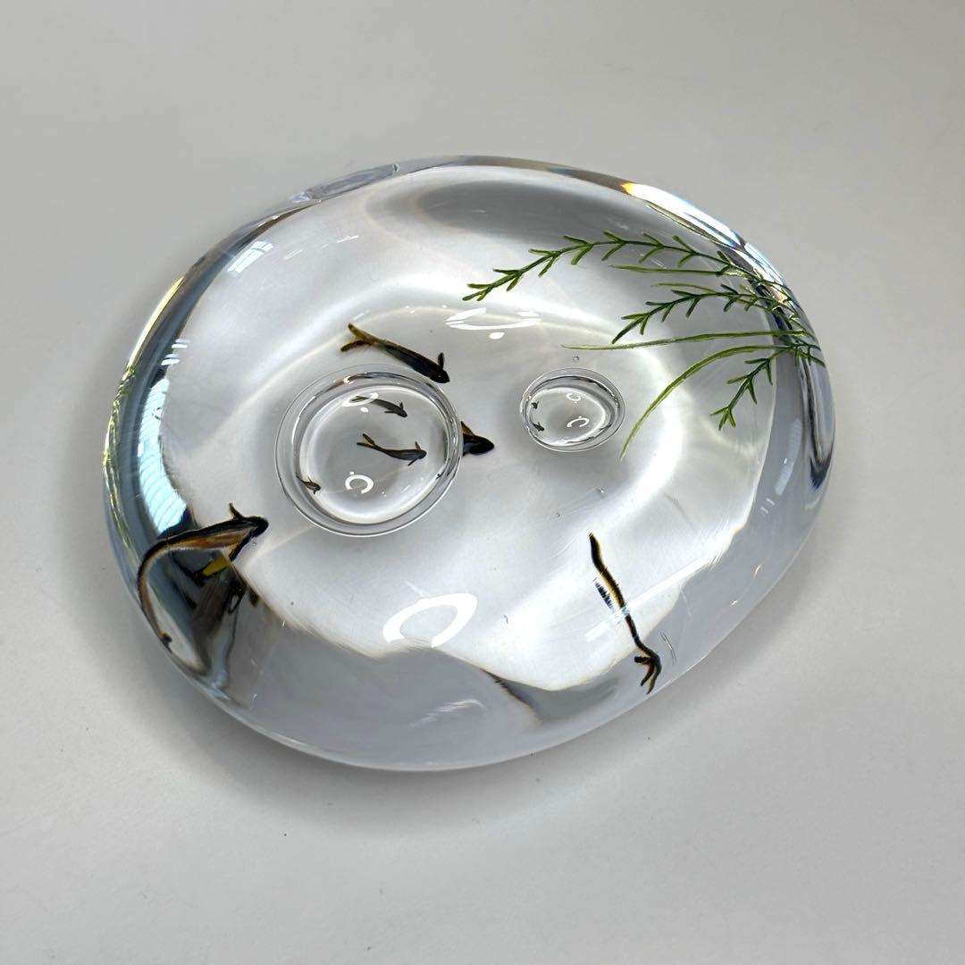 久保裕子さん作　ガラス　鮎　水草　ペーパーウェイト　文鎮　オブジェ　ハンドメイド