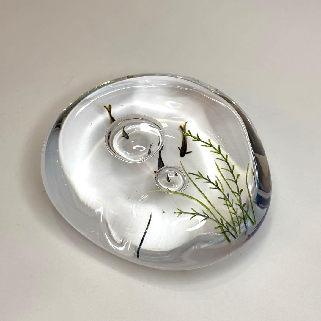 久保裕子さん作　ガラス　鮎　水草　ペーパーウェイト　文鎮　オブジェ　ハンドメイド