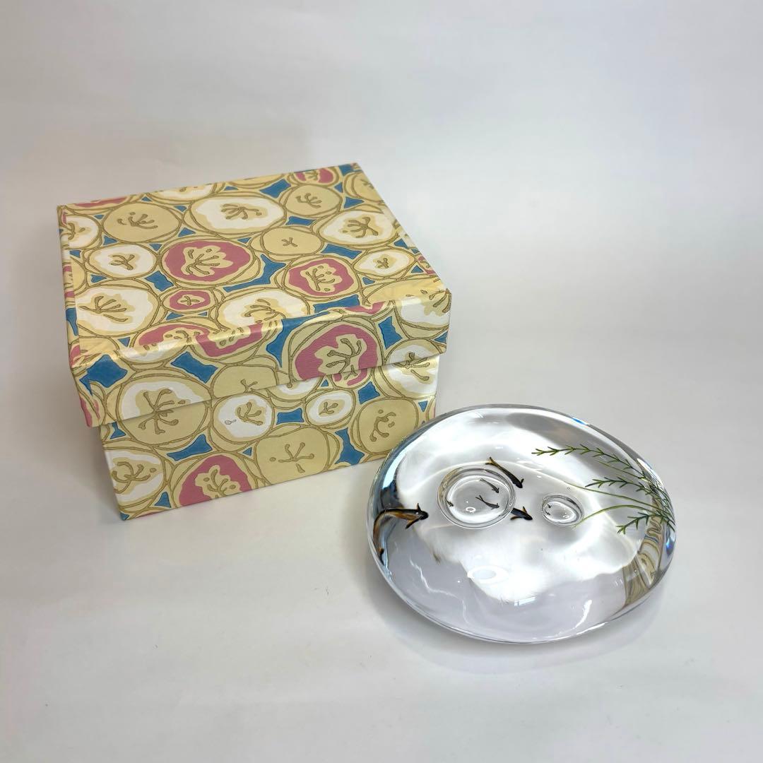 久保裕子さん作　ガラス　鮎　水草　ペーパーウェイト　文鎮　オブジェ　ハンドメイド