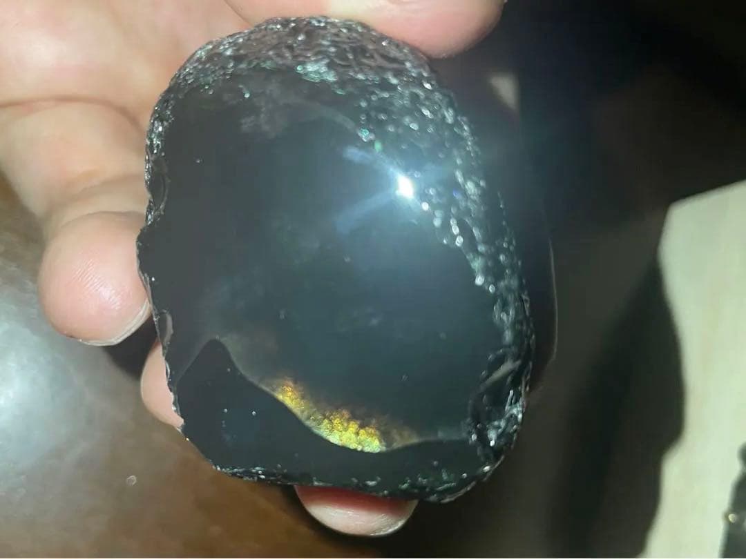 研磨品　十勝石玲瓏　ゴールデンレインボーオブシディアン