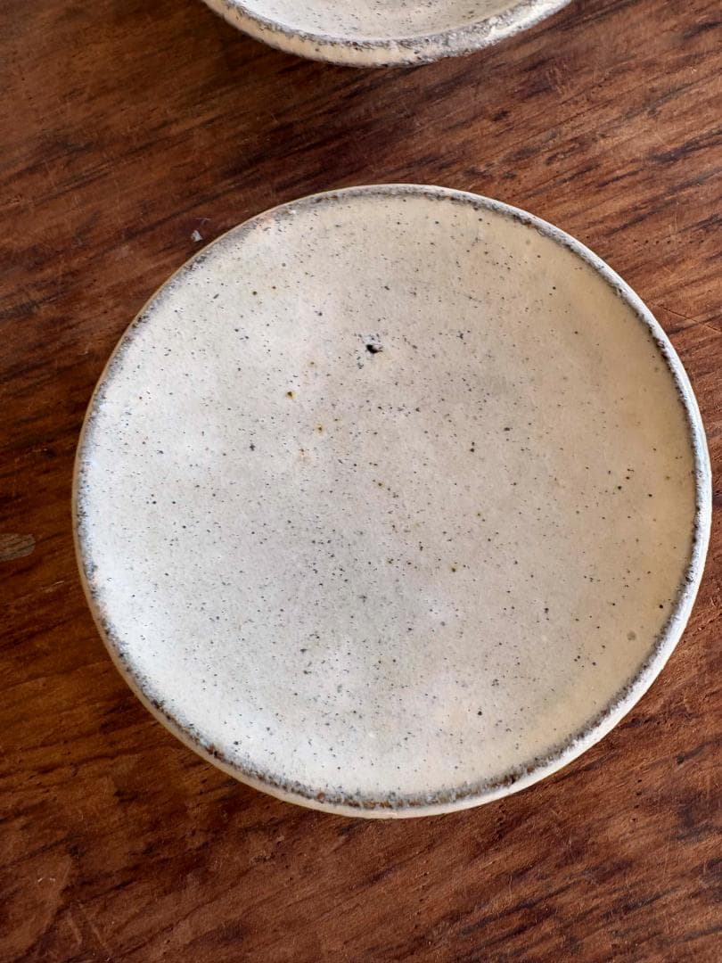 舩木研兒　白秞（粉引）高台小皿　４客セット