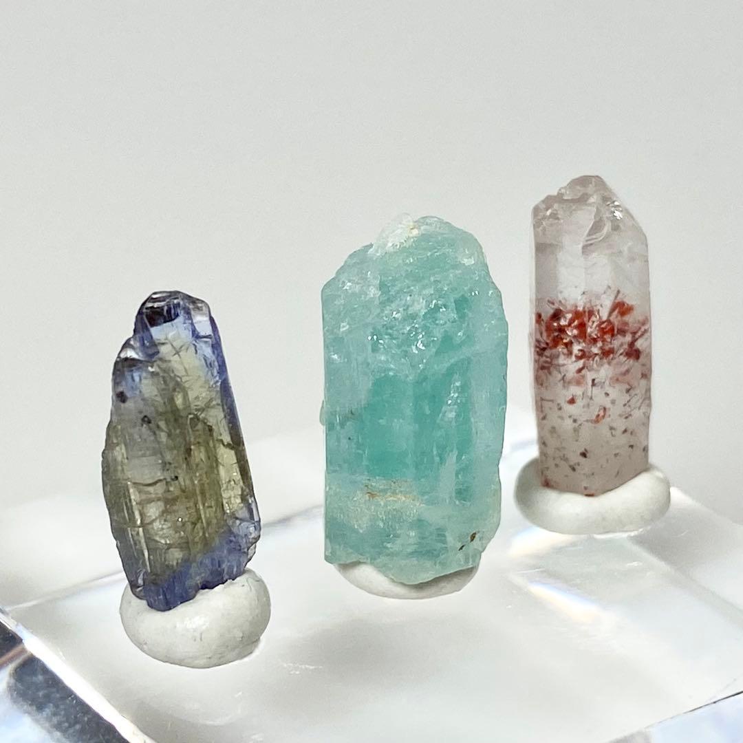 ベリル　タンザナイト　クォーツ　鉱物標本　原石　3点セット　天然石　ストーン