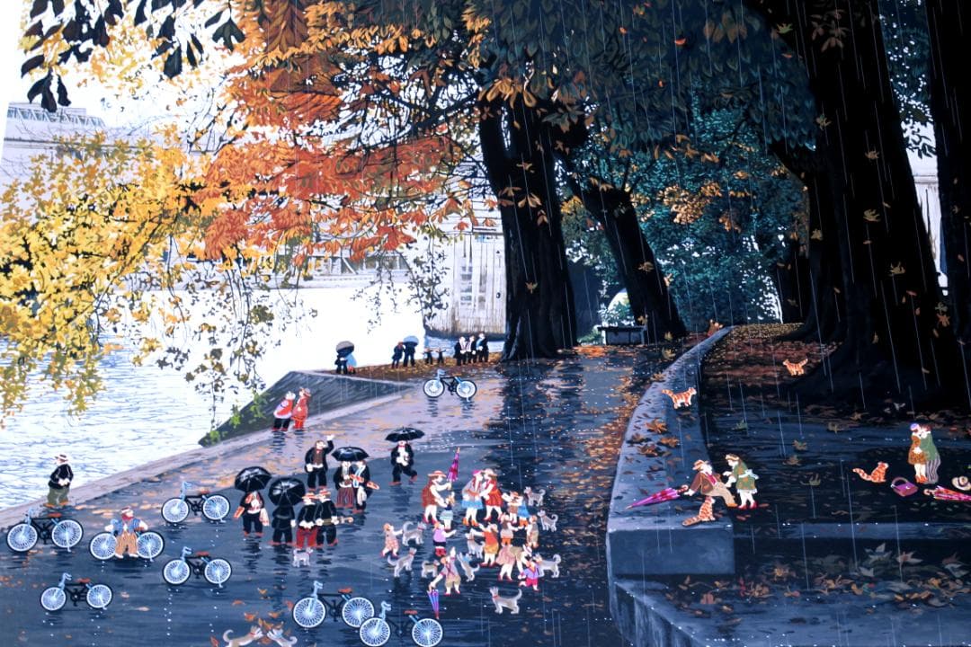 【ヒロ・ヤマガタ】　セーヌ川にて　シルクスクリーンシート　山形博導　額装可