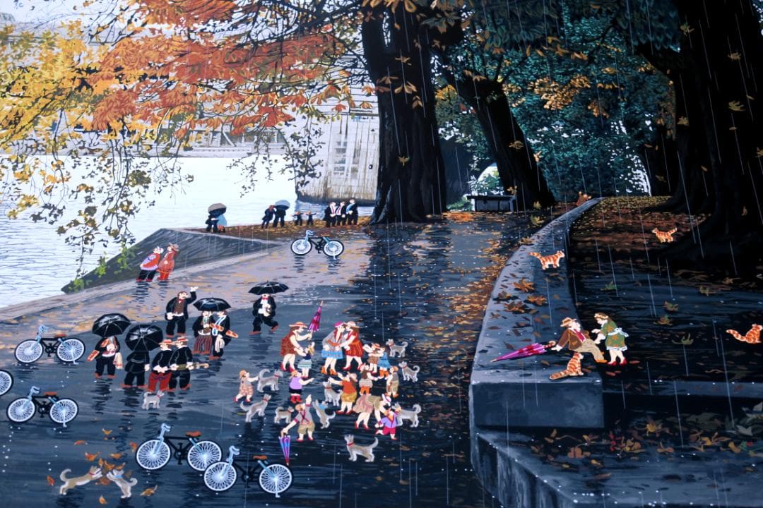 【ヒロ・ヤマガタ】　セーヌ川にて　シルクスクリーンシート　山形博導　額装可