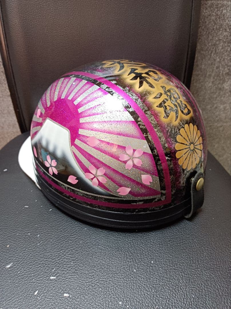 カスタムコルク半　Candyピンク富士日章　蝶塗装　七色ラメ　文字変更無料