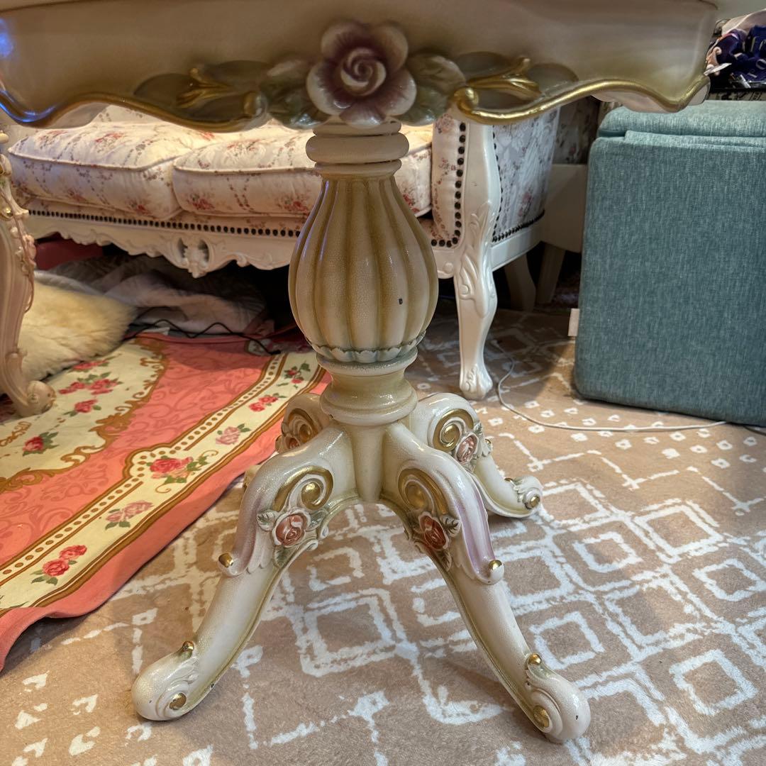 ロココ調 ラブテーブル白 ホワイト姫家具mayumiyamazaki777