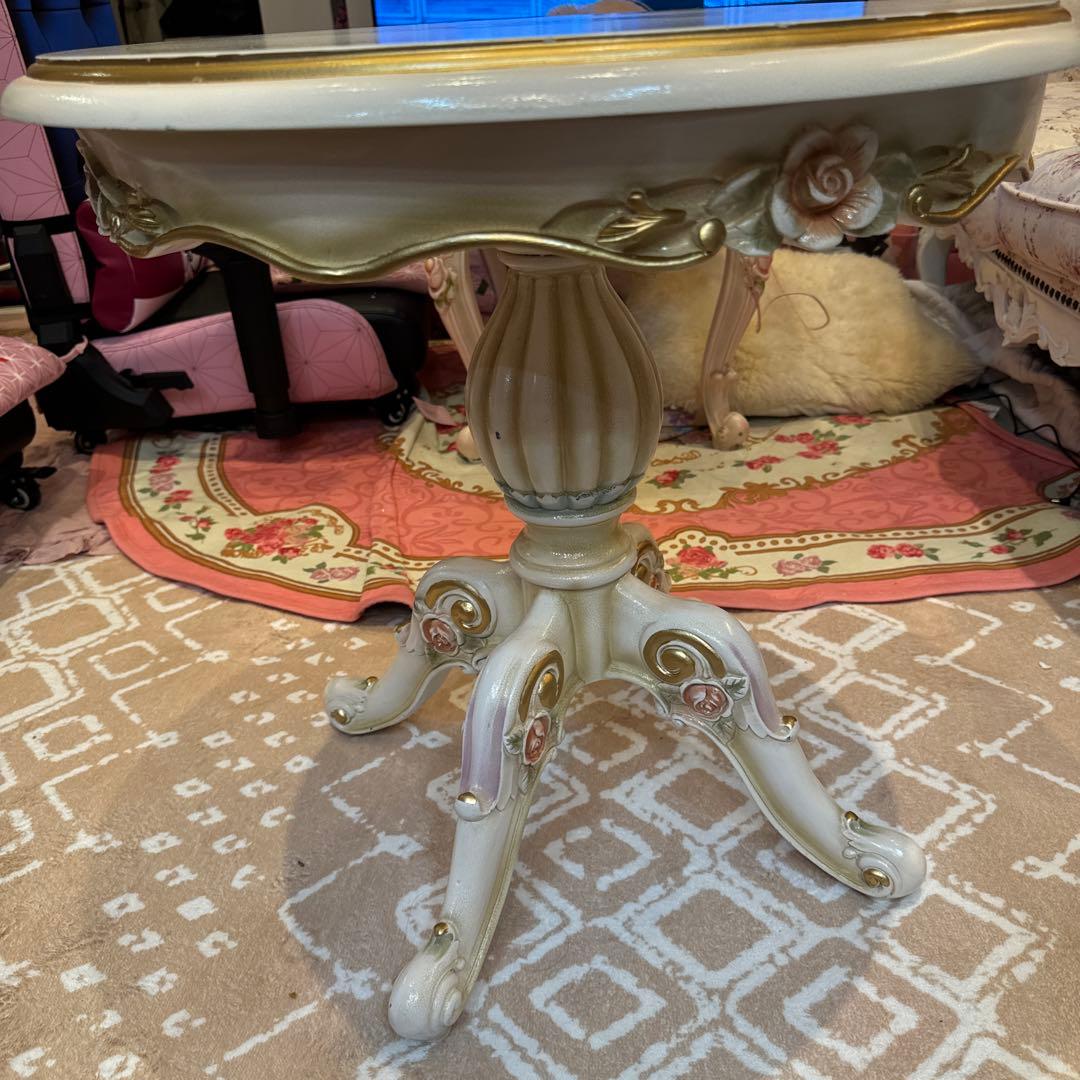 ロココ調 ラブテーブル白 ホワイト姫家具mayumiyamazaki777