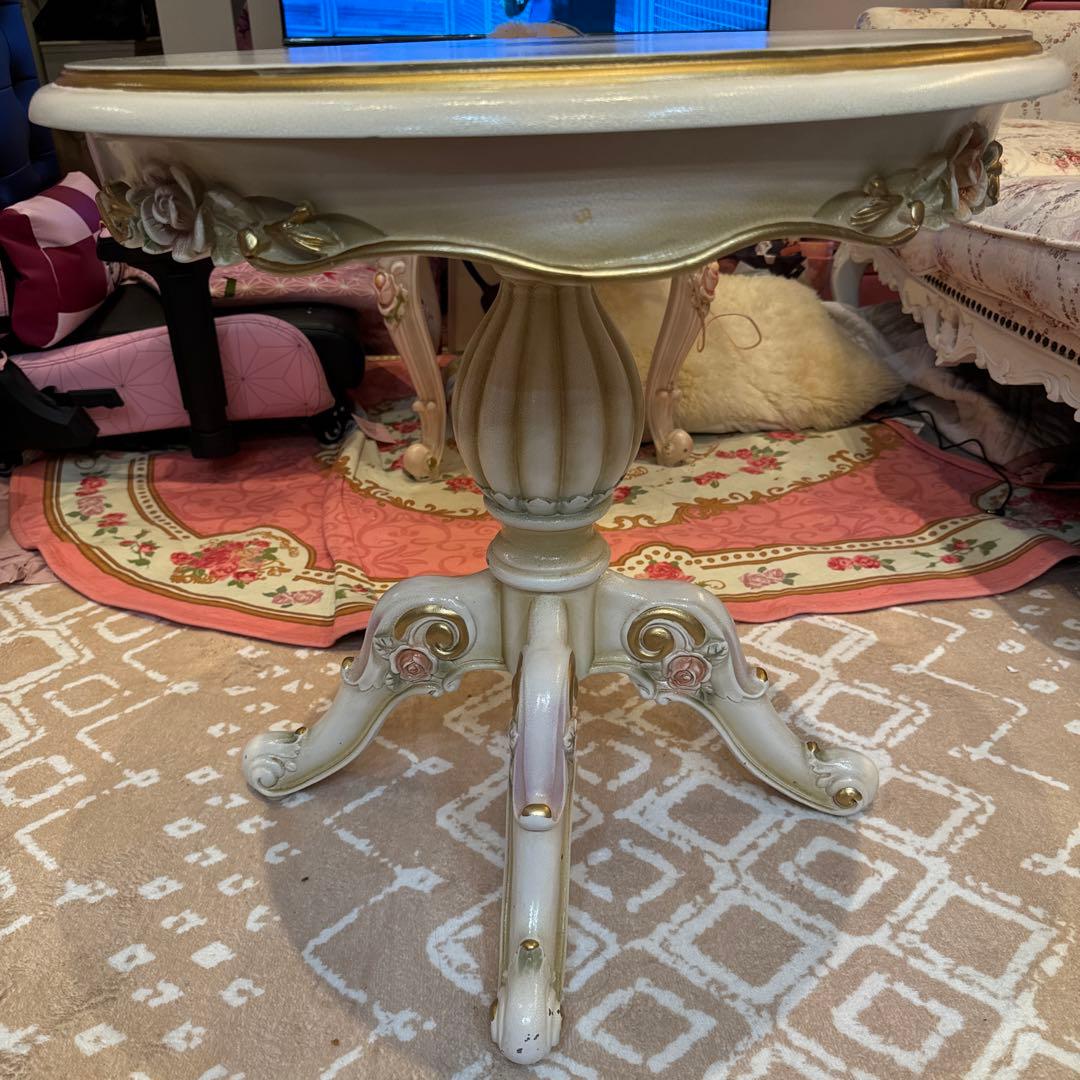 ロココ調 ラブテーブル白 ホワイト姫家具mayumiyamazaki777