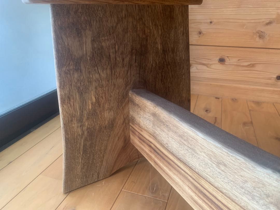 勿体ないワイルドな❣️①楠サイドテーブル、ベンチ＊補強貫#SDGs