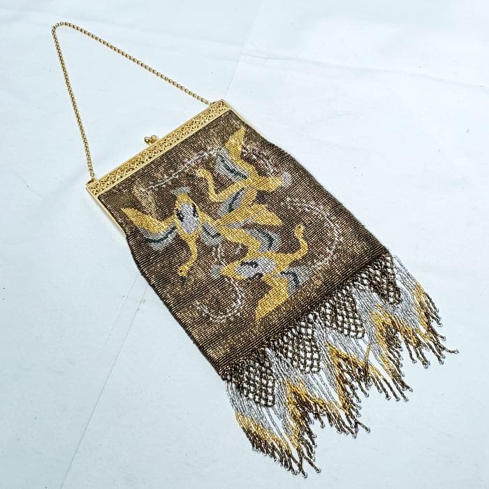 【美品】 TOKO silver アンティーク フリンジ メタルビーズ バッグ
