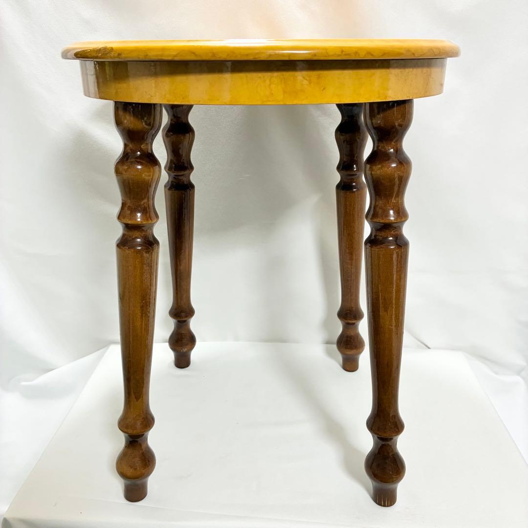 イタリア製 象嵌細工 サイドテーブル ヴィンテージ 艶あり 花柄