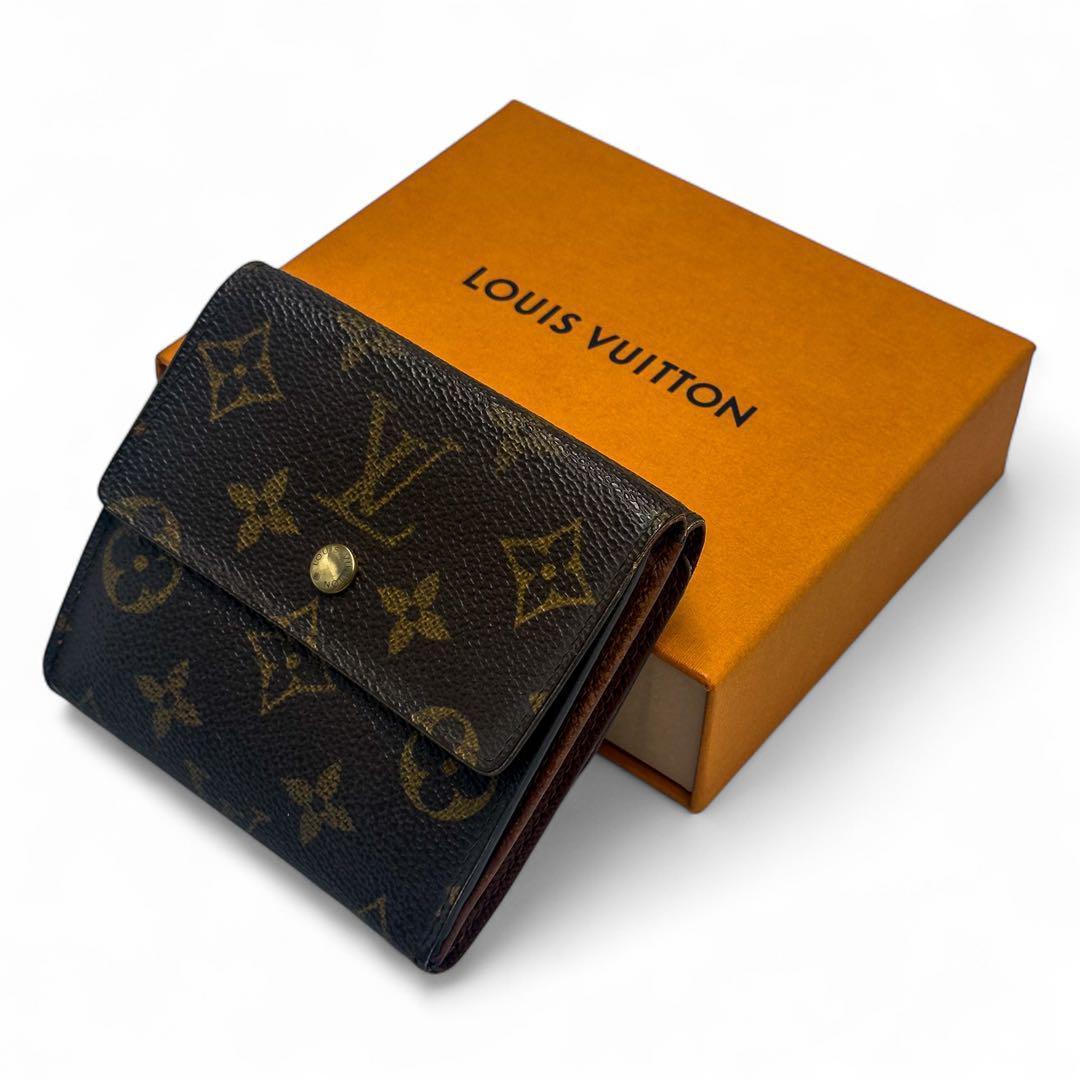 【美品】ルイヴィトン Wホック財布 モノグラム コンパクト 3つ折りSP0042