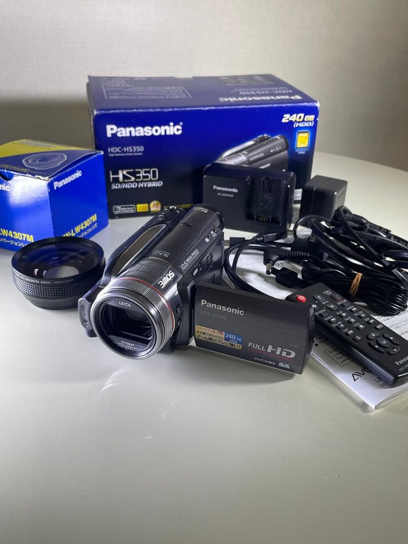 【値下げ】HDC-HS350 SD/HDD ワイコンレンズ&大容量バッテリー付き