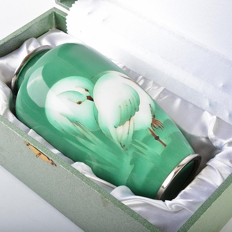 七宝焼　美術七宝焼　鳥文　花瓶　M　R7097