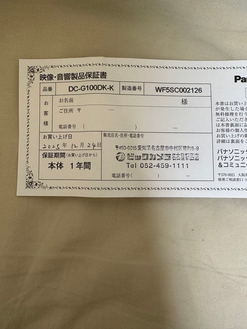 Panasonic LUMIX DC-G100DK ミラーレス一眼