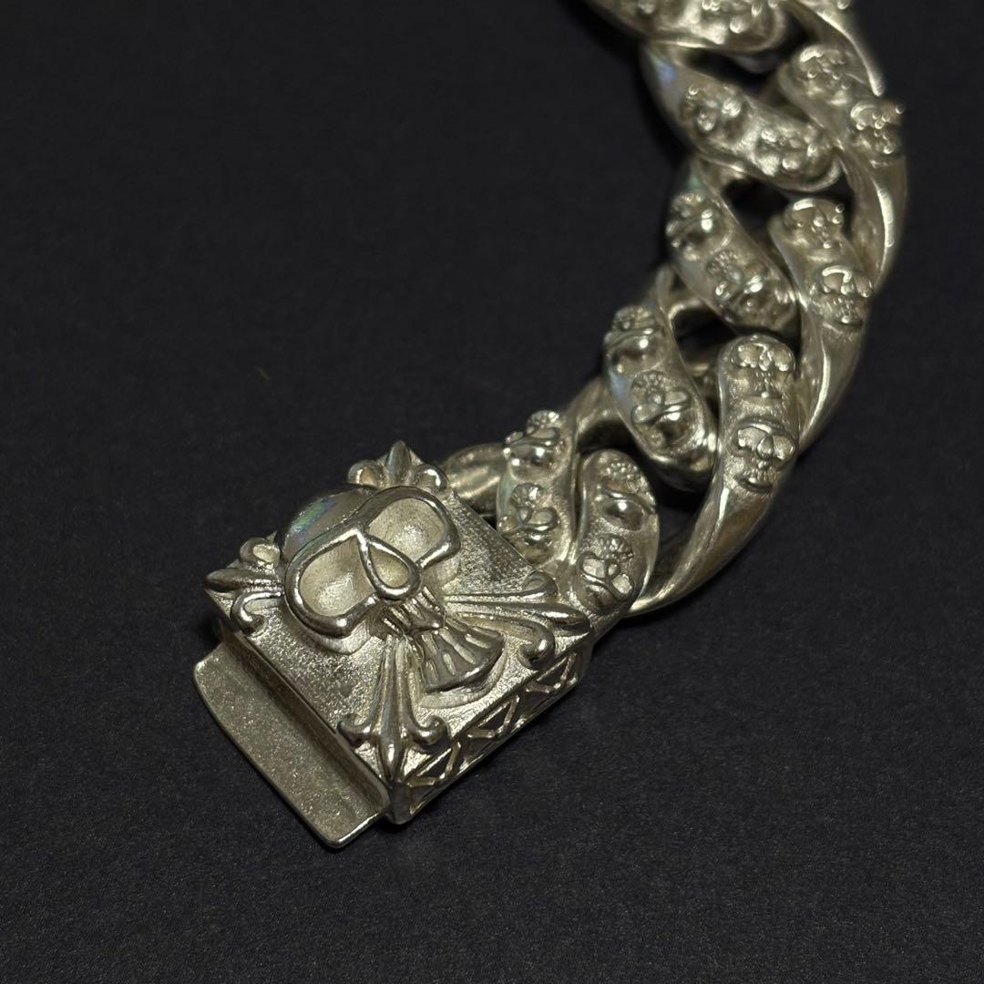 【S925刻印】US輸入　スカルブレスレット　ヴィンテージ　メキシカン　シルバー