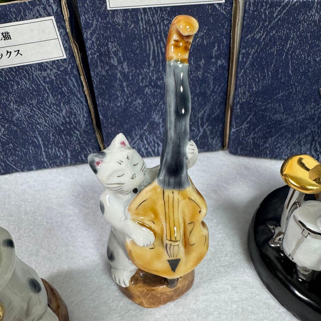 九谷焼　JAZZ ジャズ　ネコ　ピアノ　トランペット　サックス　ギター　ベース