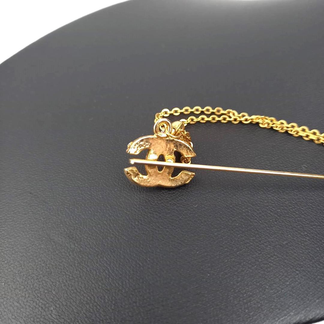 CHANEL シャネル ピンブローチ ゴールド ココマーク ラインストーン