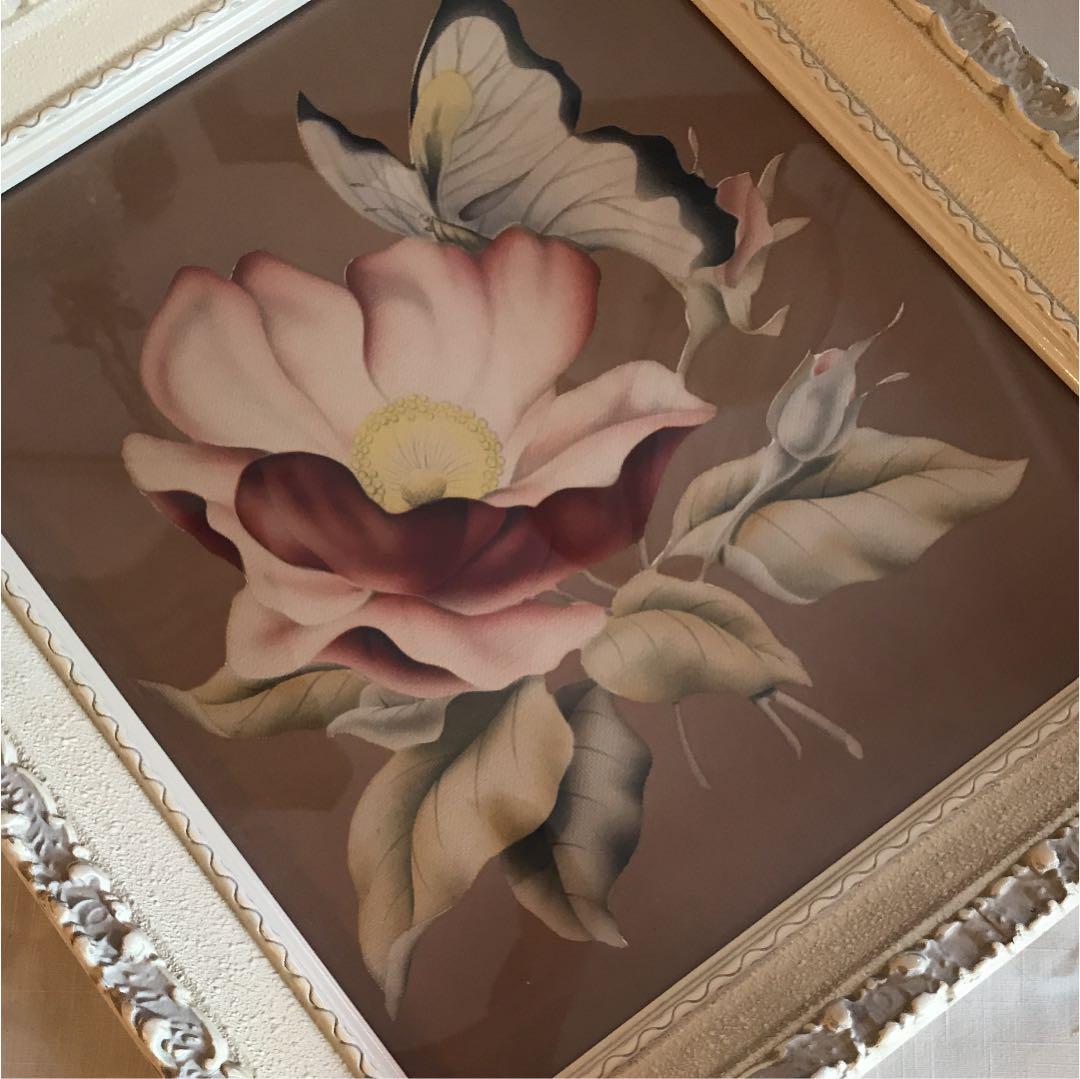 50's 希少 ターナー社アメリカアンティーク蝶＆花の壁掛け インテリアUSA