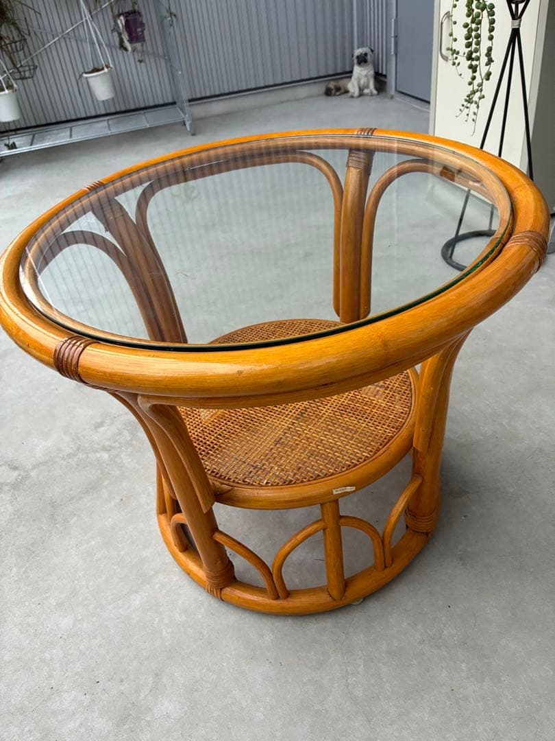 ラタンテーブル★藤テーブル★昭和レトロ★送料込！★