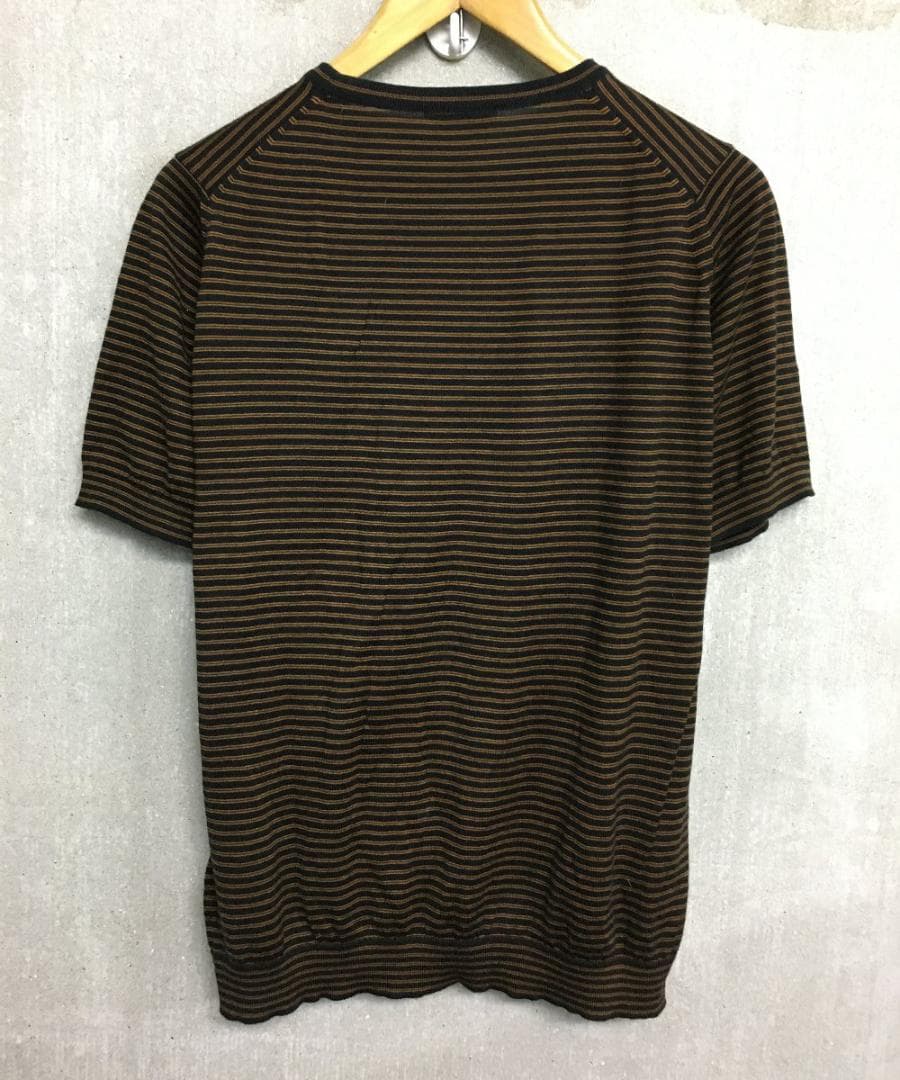 ジョンスメドレー 美品 コットン ボーダー クルーネック ニット Tシャツ