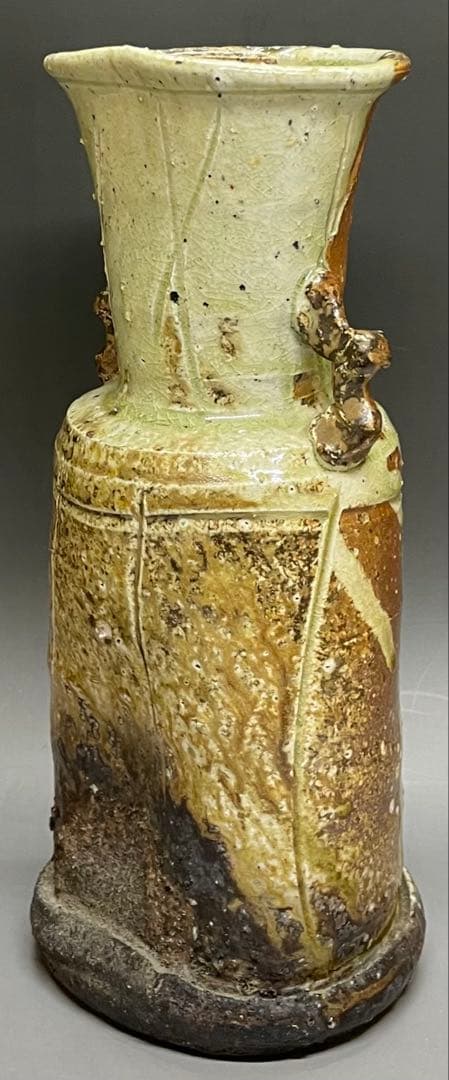 伊賀焼　古伊賀　耳付花入　即中斎書付　割銘　d077