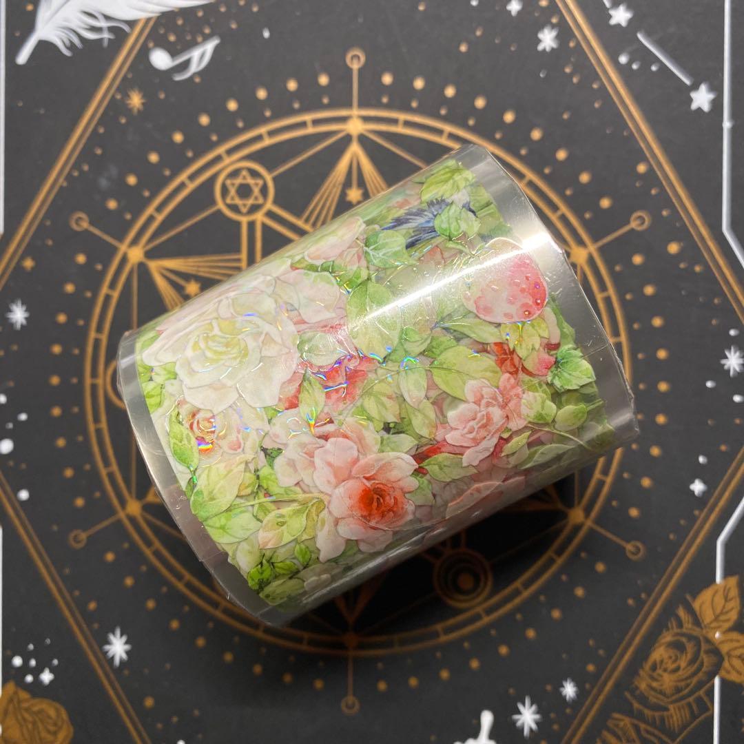 【A】海外　10m巻　貝殻光/ ホログラムマスキングテープ　動物/装飾/お花系