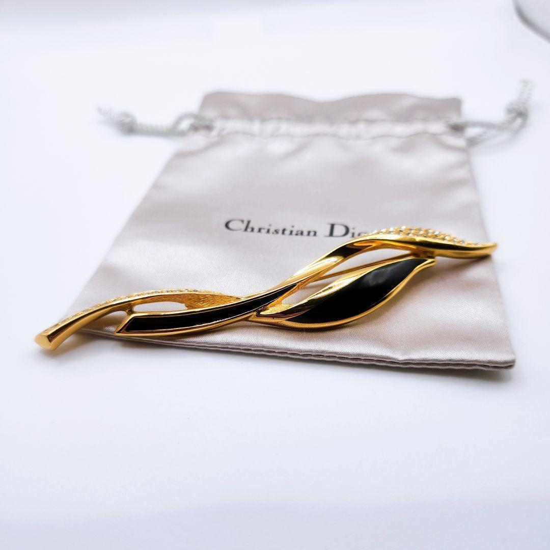 1824　極美品✨Dior　ブローチ　バイカラー　黒　金　CD　ロゴ　希少　刻印