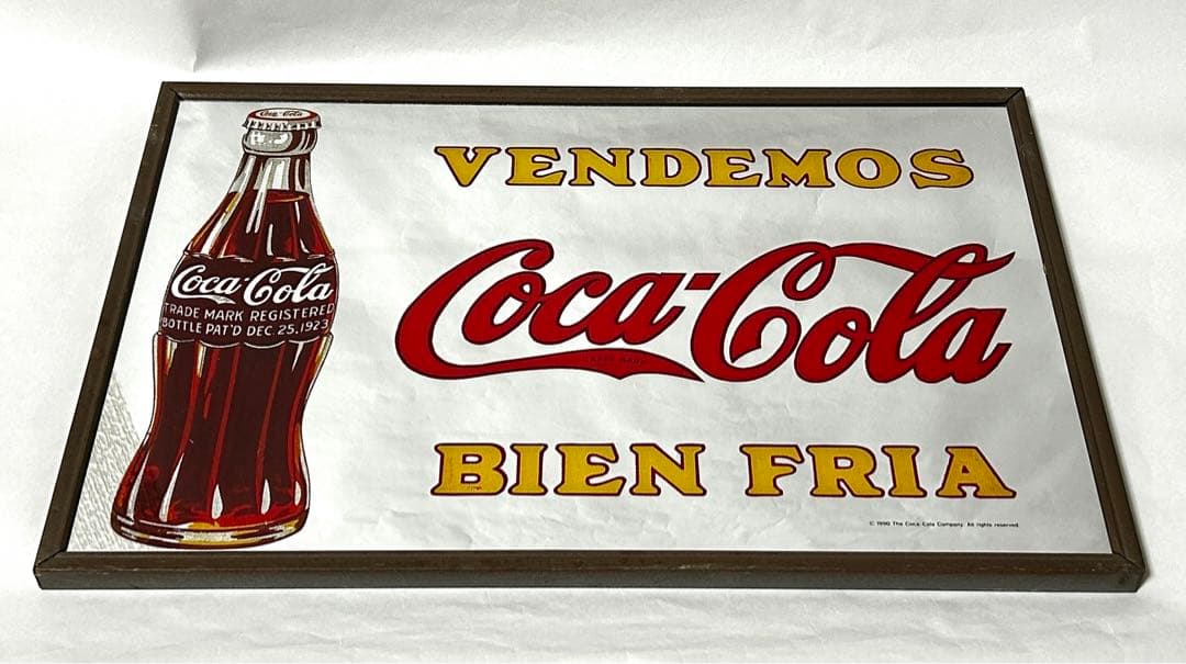 希少 CocaCola コカコーラ スペイン語 ヴィンテージ パブミラー 鏡