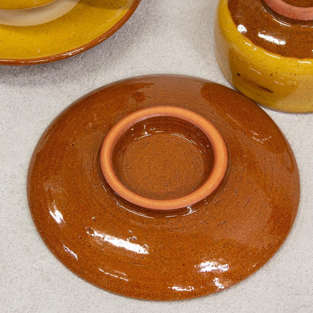 布志名焼 湯町窯 民芸 スープカップ ペア スリップウェア（検:船木研児）