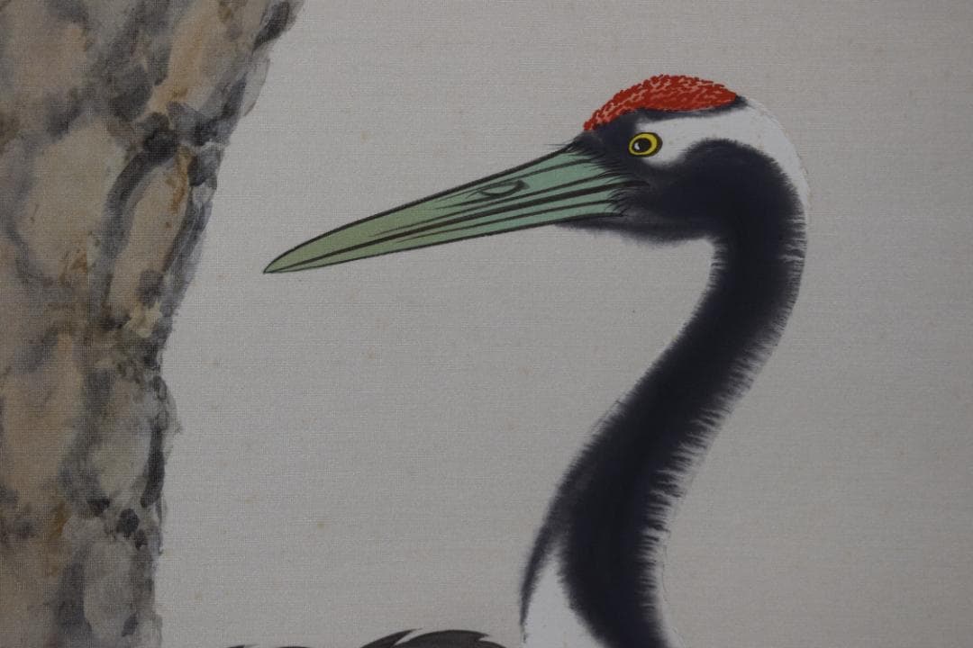 【真作】國井幸雪/国井幸雪/松竹梅鶴亀図/正月掛/掛軸☆宝船☆Y-756　JM