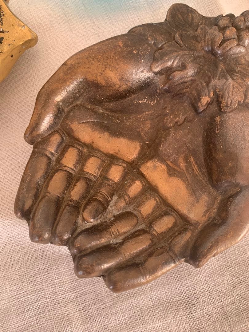 フランスアンティーク　ハンドモチーフ　トレイ　ブロンズ　ブロカント