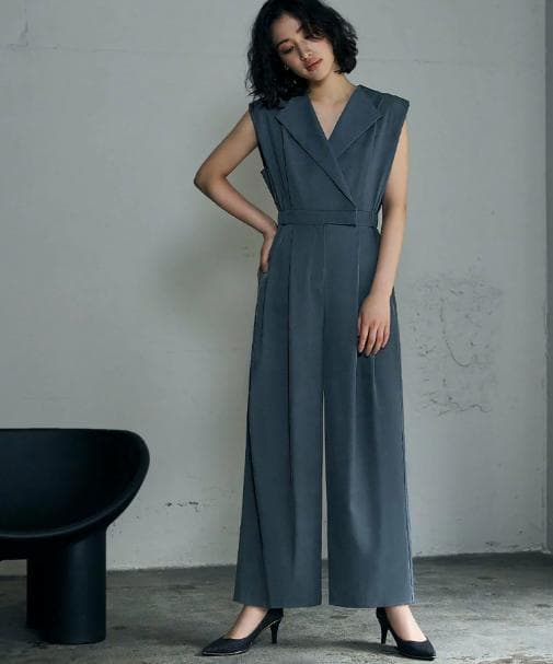 M ニアナ niana スタンドアウトカラーオールインパンツ 結婚式 ブルー